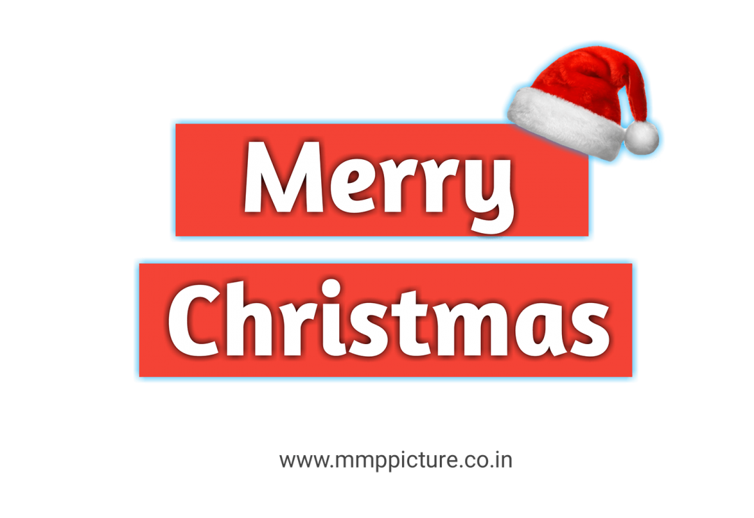 Latest Merry Christmas Text PNG With Christmas Cap