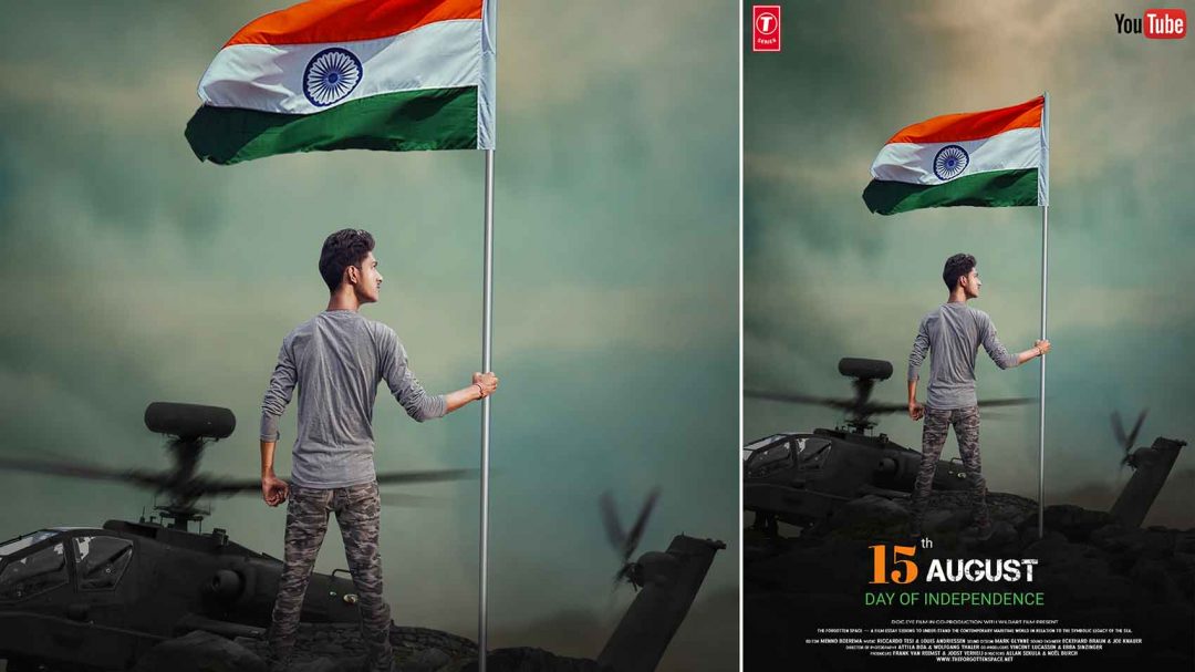 Boy With Flag Action Movie Poster 15 August Photo Editing