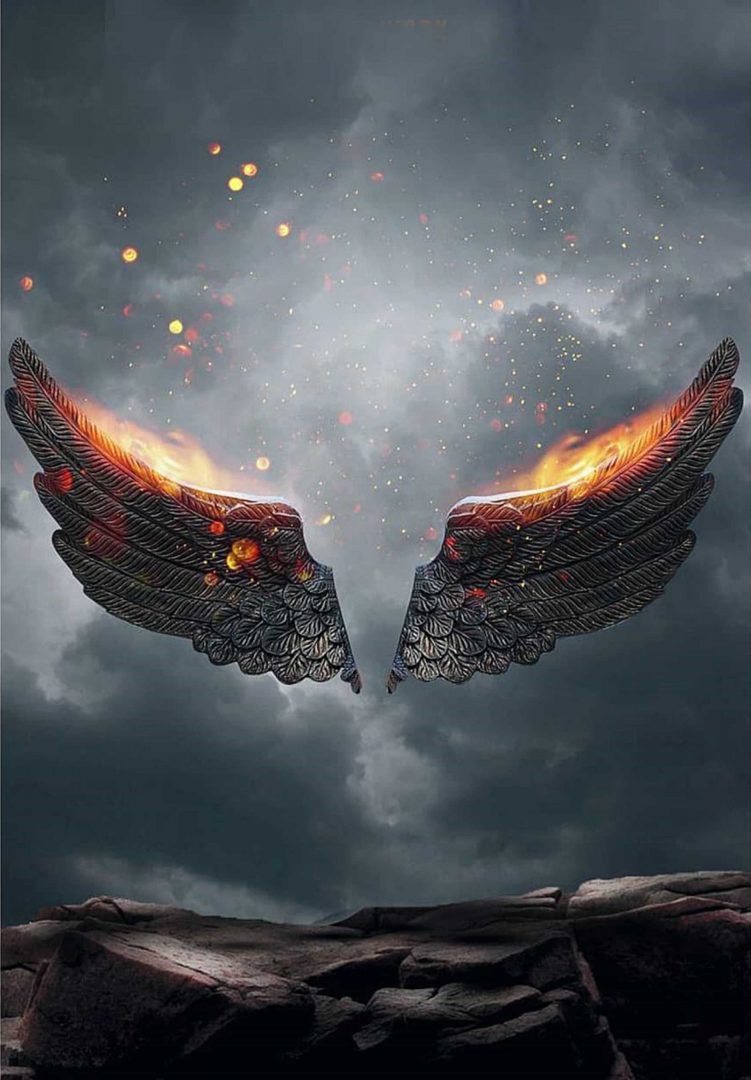 Black Fire Wings PicsArt Background Free Stock Image
